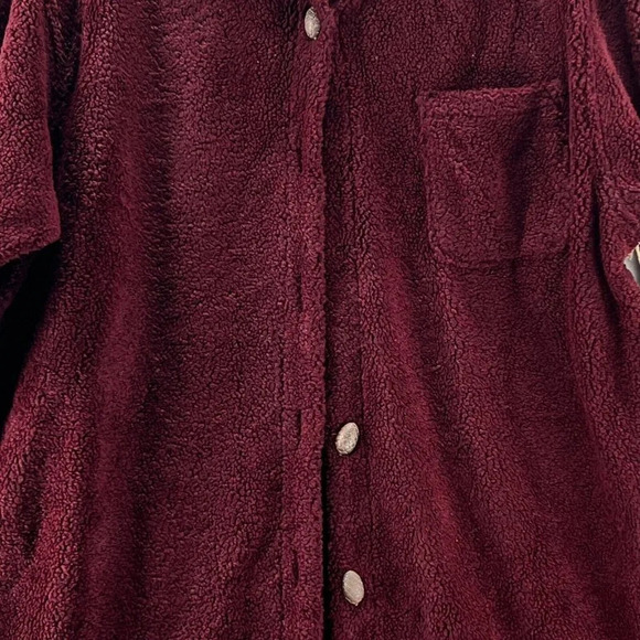 True Grit Shirt Womens Size M Deep Pile Fleece Button Up Long Sleeve Burgundy - Picture 4 of 11